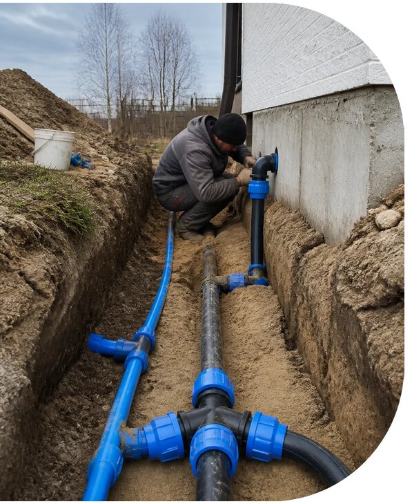 Монтаж наружного водопровода на участке под ключ в Удомле